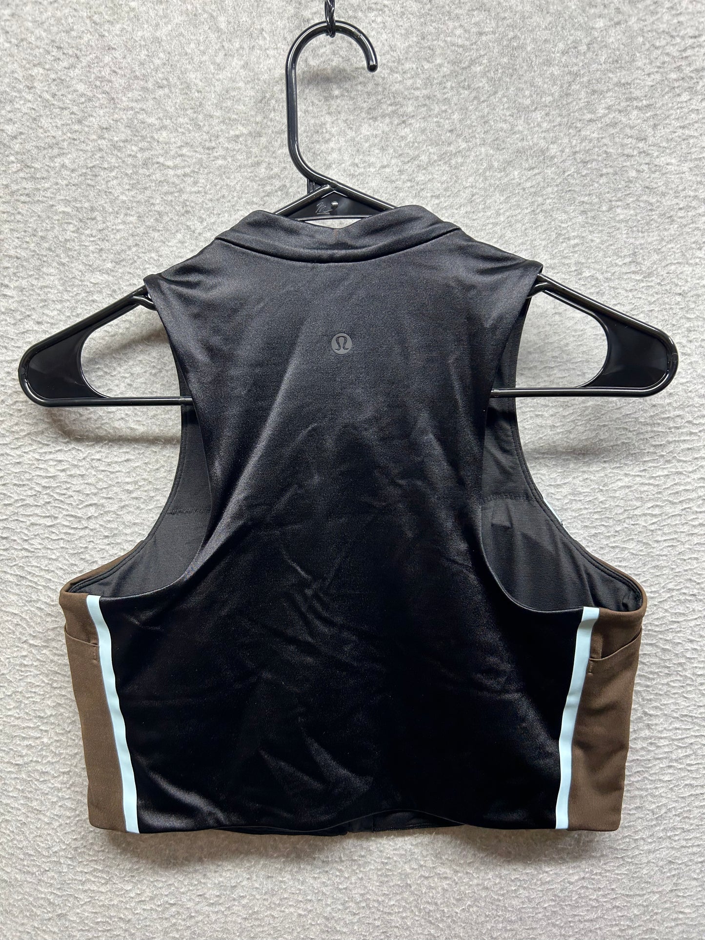 Lululemon Satin Shine Full-Zip Tank Top Size Large Black | Walnut Crunch | Foam Cloud