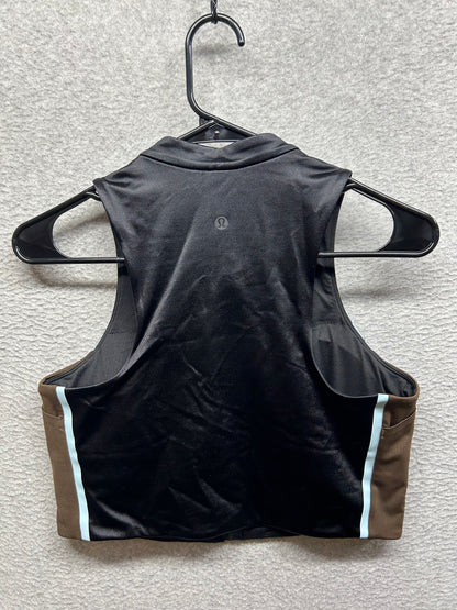 Lululemon Satin Shine Full-Zip Tank Top Size Large Black | Walnut Crunch | Foam Cloud