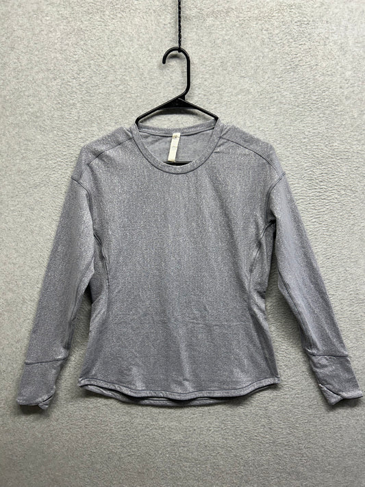 Lululemon Outrun Long Sleeve Size 8 Running Luon Suited Jacquard Arctic Grey Ice