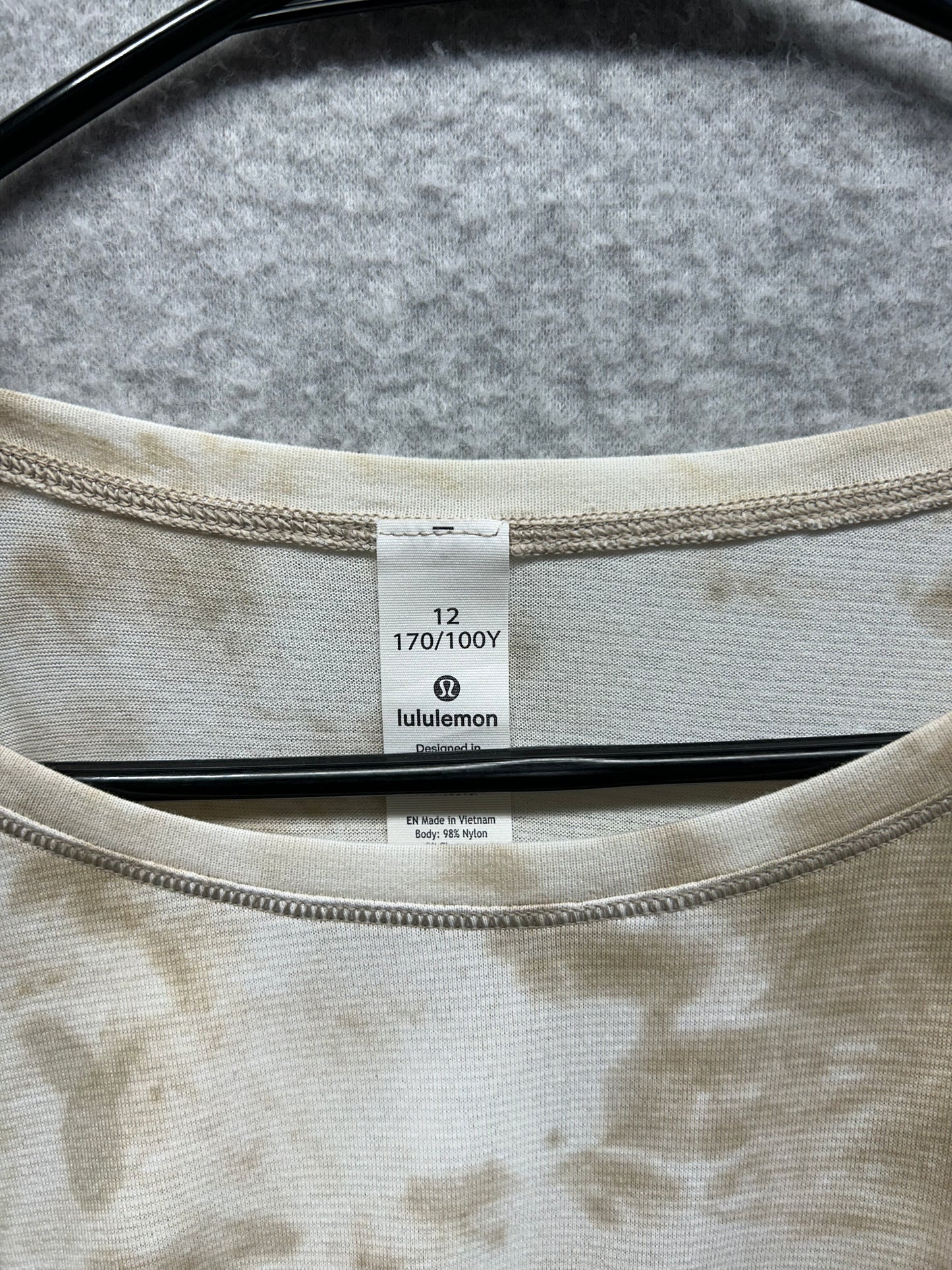 Lululemon To the Point Long Sleeve Shirt Mist Size 12 Earth Clay Tie Die