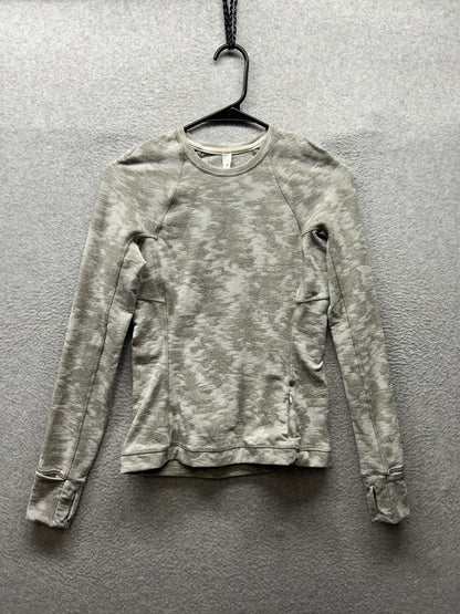 Lululemon Its Rulu Run Long Sleeve Shirt Size 4 Data Rush Mini Jacquard White Opal Rover