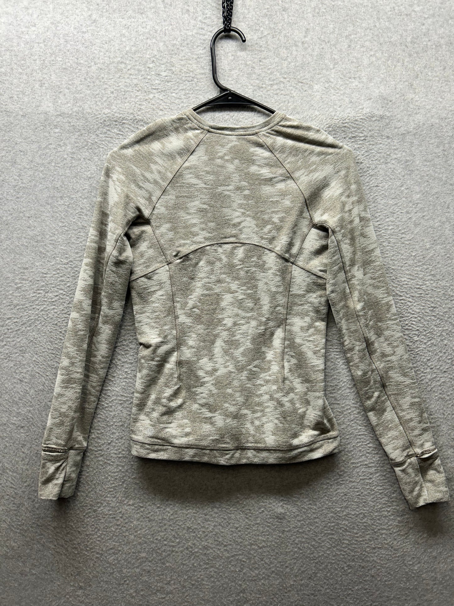 Lululemon Its Rulu Run Long Sleeve Shirt Size 4 Data Rush Mini Jacquard White Opal Rover