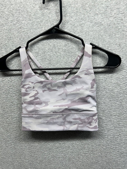 Lululemon Energy Bra Long Line Ribbed Size 4 Incognito Camo Jacquard Iced Iris Violet Verbana