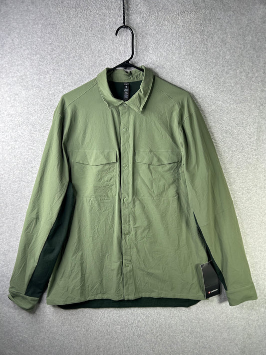 Lululemon Double Pocket Long Sleeve Overshirt Size XL Green Twill
