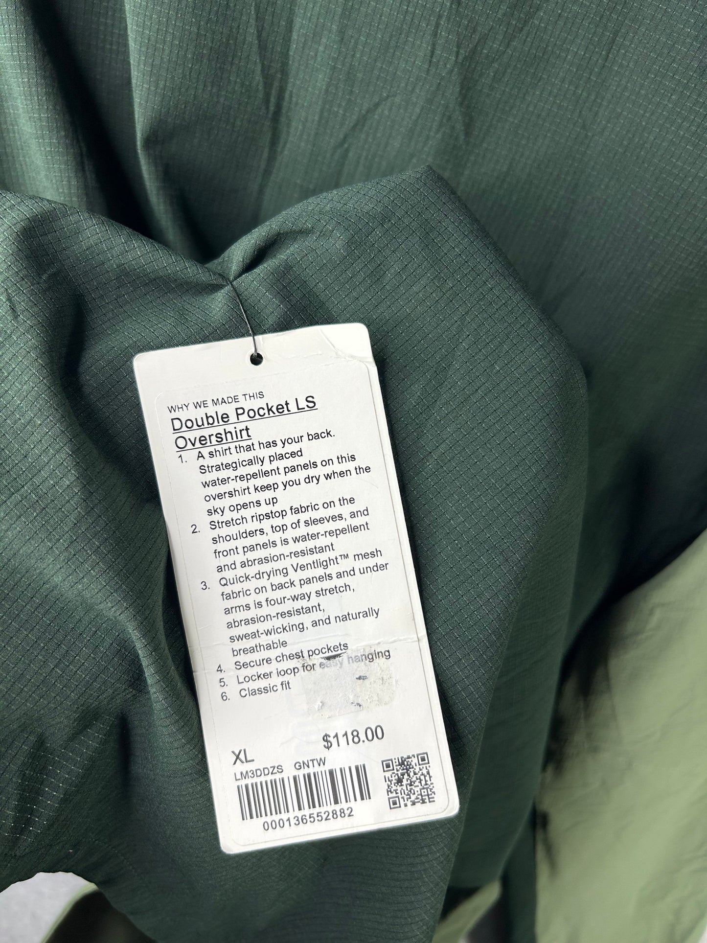 Lululemon Double Pocket Long Sleeve Overshirt Size XL Green Twill