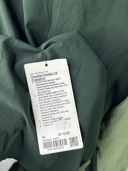 Lululemon Double Pocket Long Sleeve Overshirt Size XL Green Twill