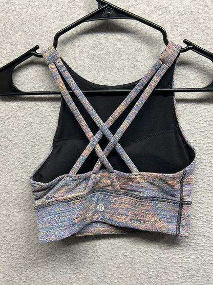 Lululemon Energy Bra High Neck Long Line Size 4 Spectral Fusion Jacquard Autumn Red Teal Lagoon