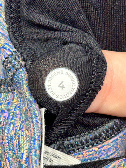 Lululemon Energy Bra High Neck Long Line Size 4 Spectral Fusion Jacquard Autumn Red Teal Lagoon