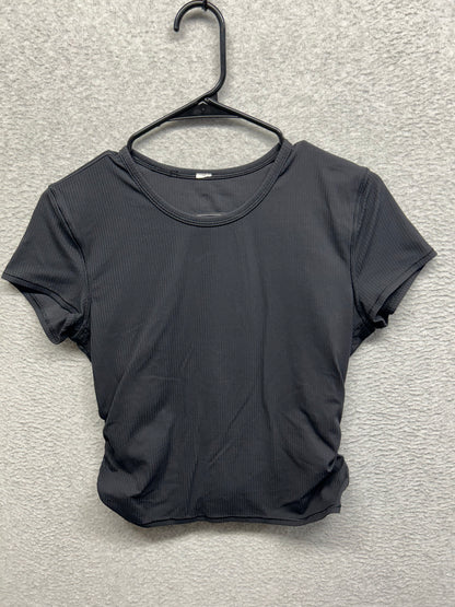 Lululemon All It Takes Back-Twist Ribbed Short-Sleeve Shirt Size 6 Black