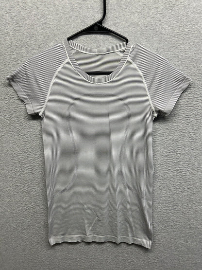 Lululemon Run: Swiftly Tech Short Sleeve Crew Size 6 Tempo Stripe White Black