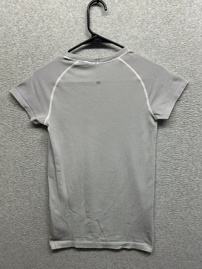 Lululemon Run: Swiftly Tech Short Sleeve Crew Size 6 Tempo Stripe White Black