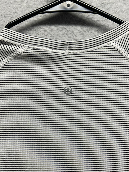 Lululemon Run: Swiftly Tech Short Sleeve Crew Size 6 Tempo Stripe White Black