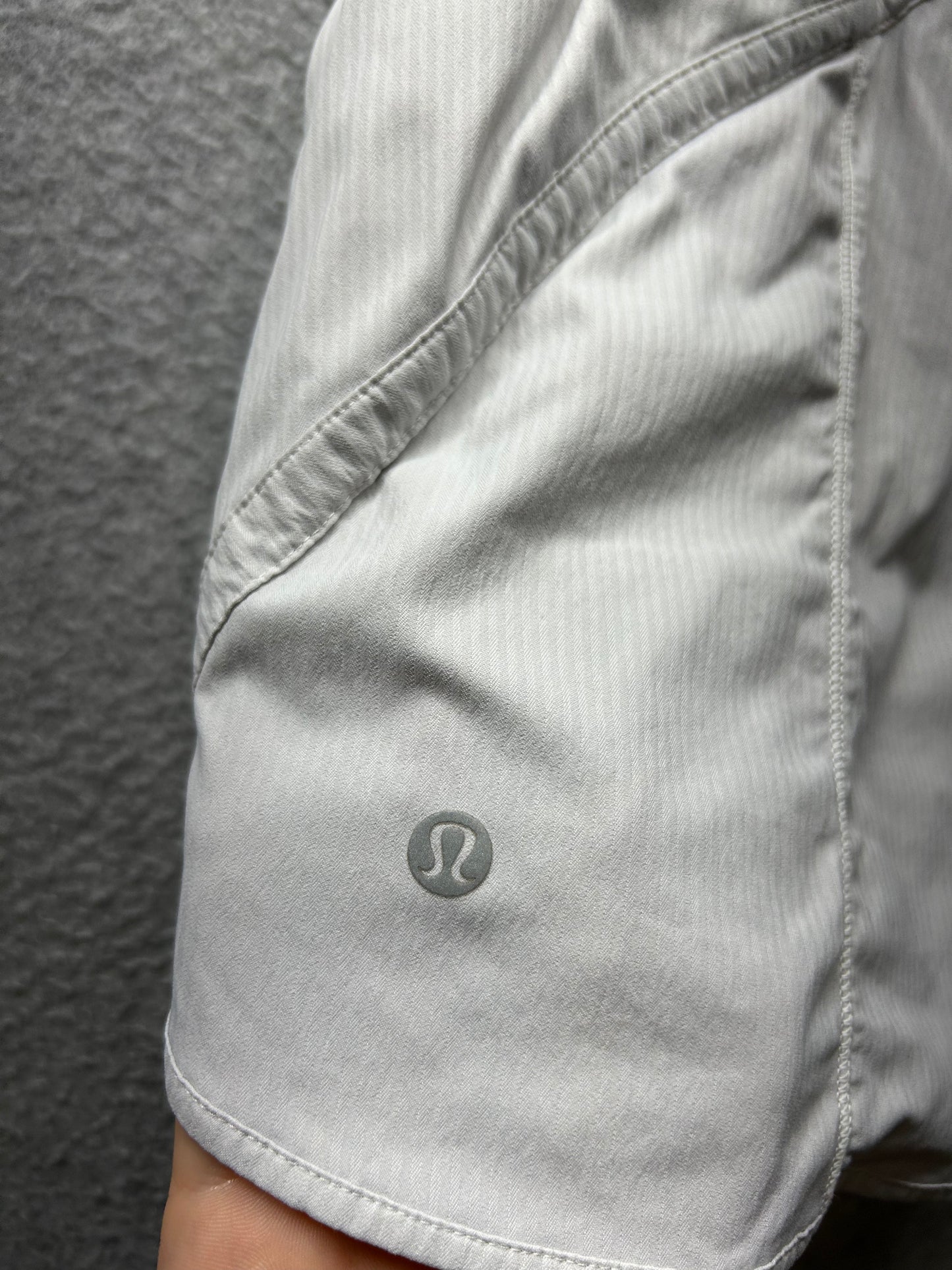 Lululemon Track That High-Rise Lined Short 5" Size 10 White (Sqaure Dot)