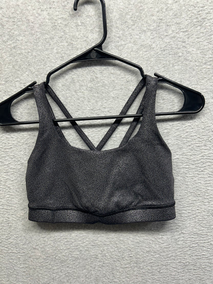 Lululemon Energy Bra Size 6 Luminosity Foil Print Black Silver
