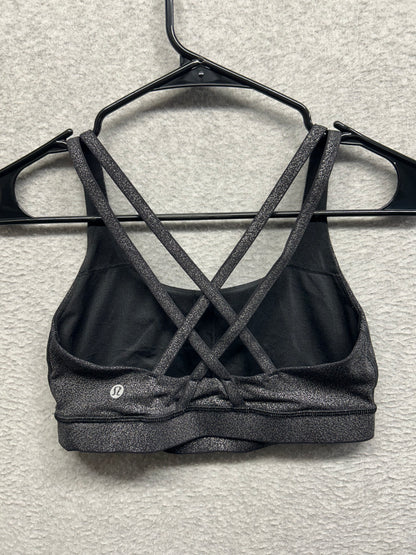 Lululemon Energy Bra Size 6 Luminosity Foil Print Black Silver
