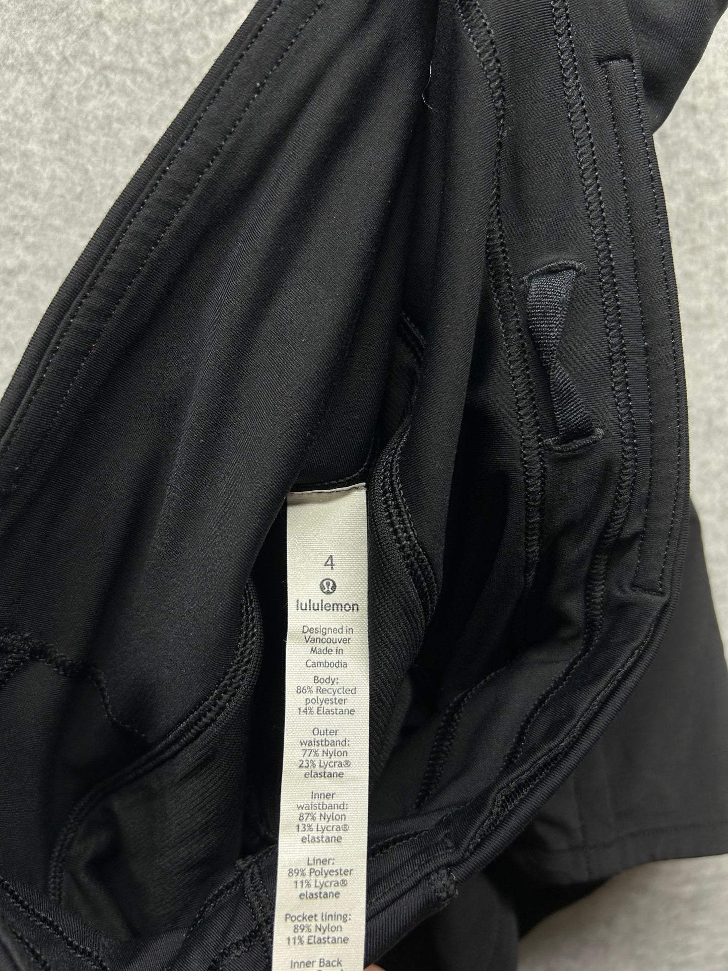 Lululemon Run Times Short II 4" Size 4 Black