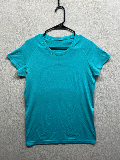 Lululemon Run: Swiftly Tech Short Sleeve Size 12 Heathered Surge Teal Blue
