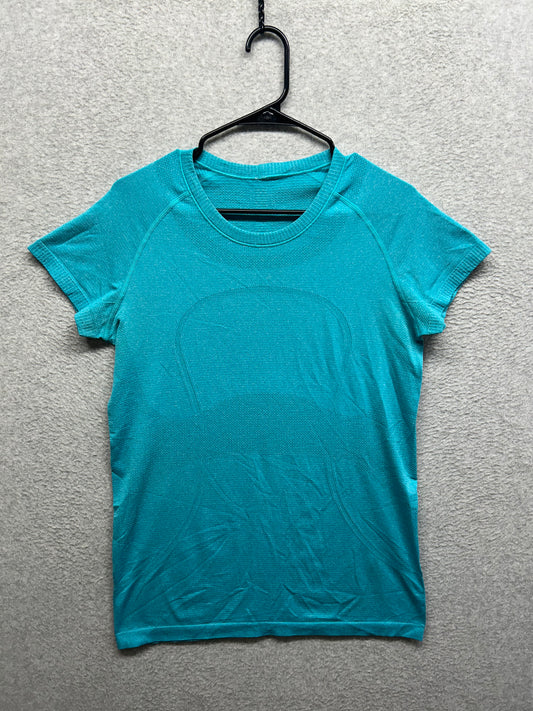Lululemon Run: Swiftly Tech Short Sleeve Size 12 Heathered Surge Teal Blue