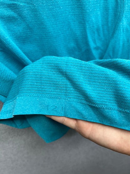 Lululemon Run: Swiftly Tech Short Sleeve Size 12 Heathered Surge Teal Blue