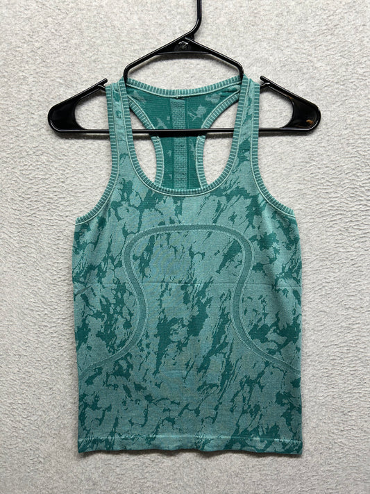 Lululemon Swiftly Racerback Size 6 Teal Green Camo