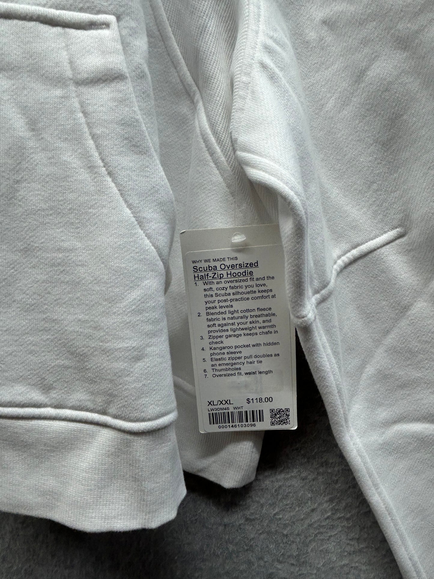 Lululemon Scuba Oversized Half-Zip Hoodie Size XL/XXL White