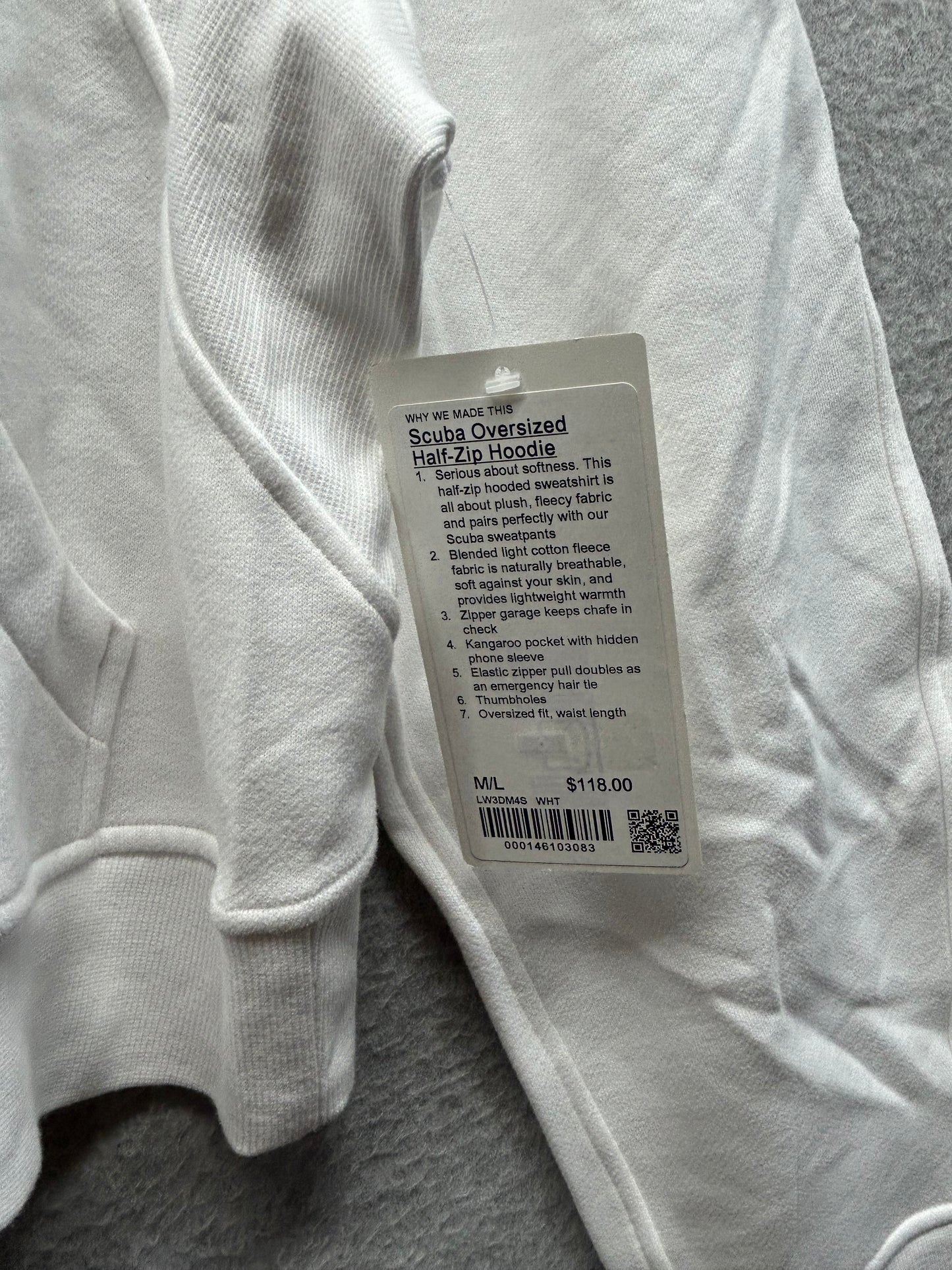 Lululemon Scuba Oversized Half-Zip Hoodie Size M/L White