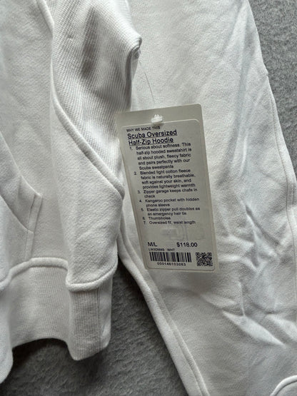 Lululemon Scuba Oversized Half-Zip Hoodie Size M/L White