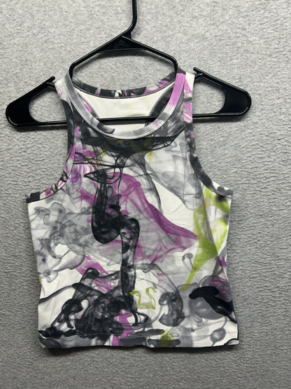 Lululemon Throwback Print Align Waist-Length Racerback Tank Top Size 10 Unicorn Throwback White Multi