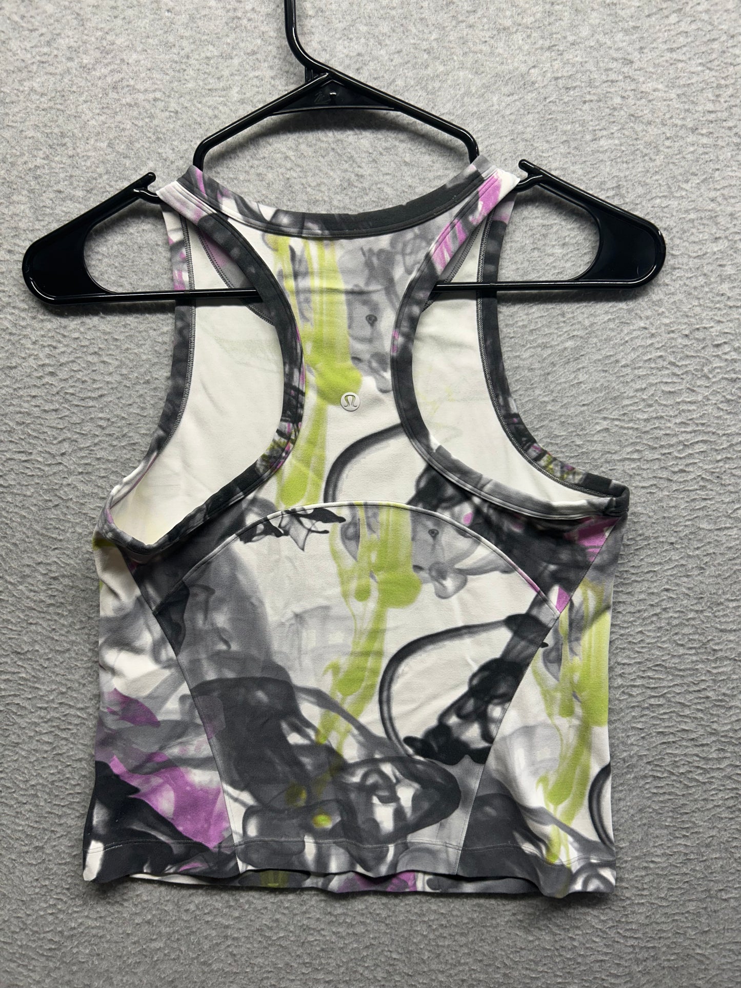 Lululemon Throwback Print Align Waist-Length Racerback Tank Top Size 10 Unicorn Throwback White Multi
