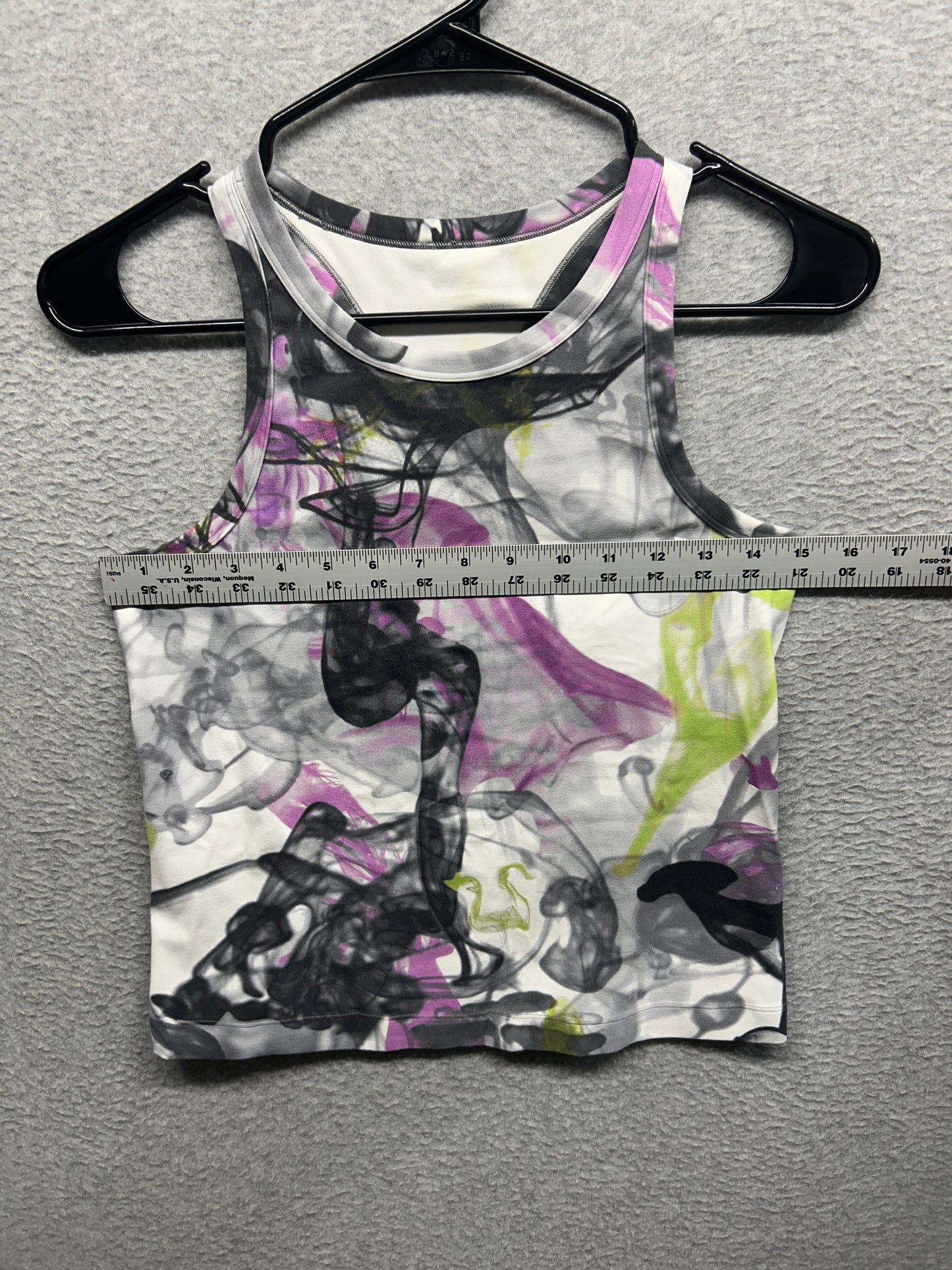Lululemon Throwback Print Align Waist-Length Racerback Tank Top Size 10 Unicorn Throwback White Multi
