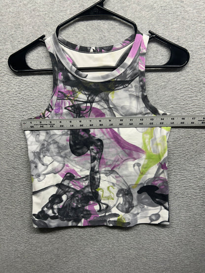 Lululemon Throwback Print Align Waist-Length Racerback Tank Top Size 10 Unicorn Throwback White Multi