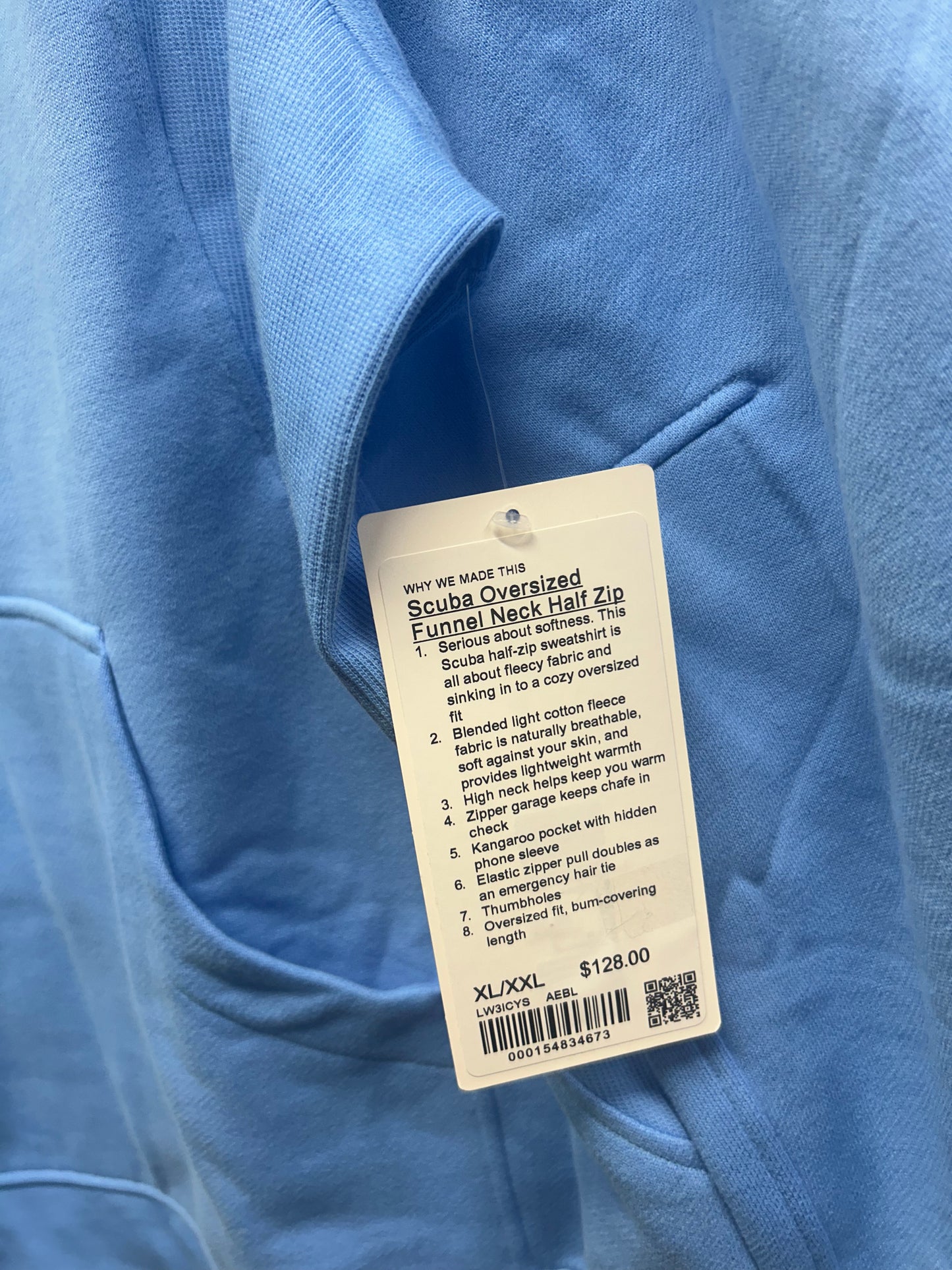 Lululemon Scuba Oversized Funnel-Neck Half Zip Long Size XL/XXL Aero Blue