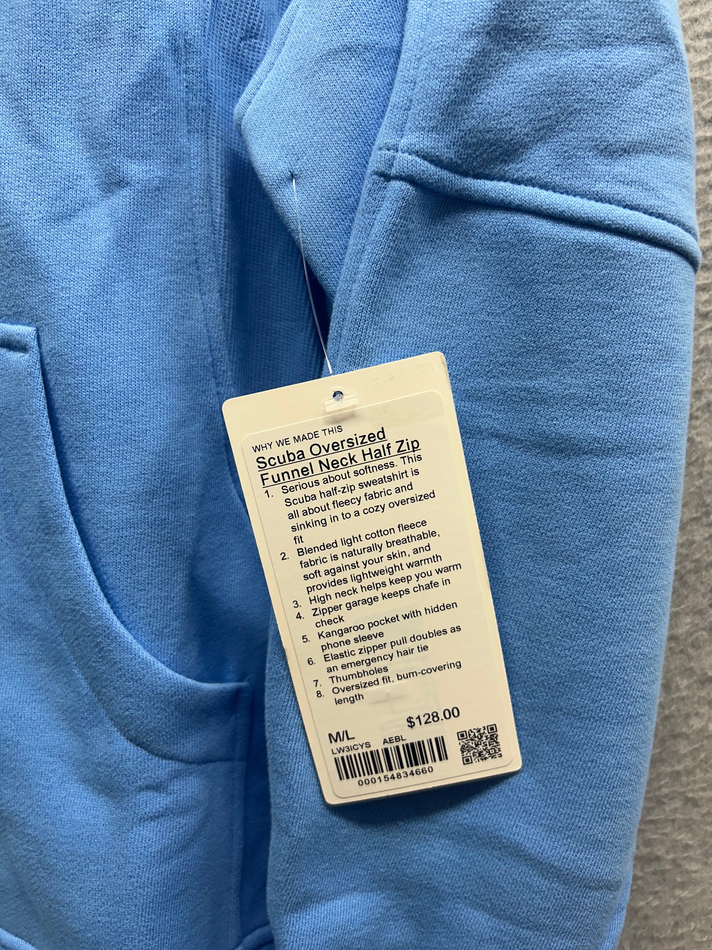 Lululemon Scuba Oversized Funnel-Neck Half Zip Long M/L Aero Blue