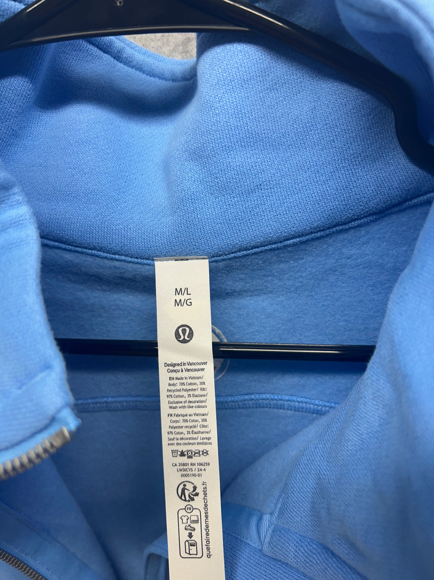 Lululemon Scuba Oversized Funnel-Neck Half Zip Long M/L Aero Blue