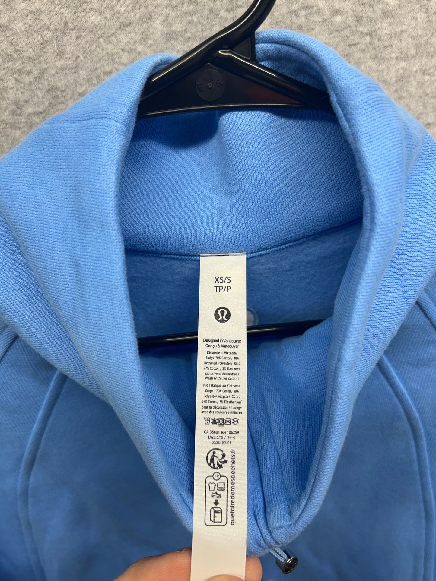 Lululemon Scuba Oversized Funnel-Neck Half Zip Long XS/S Aero Blue
