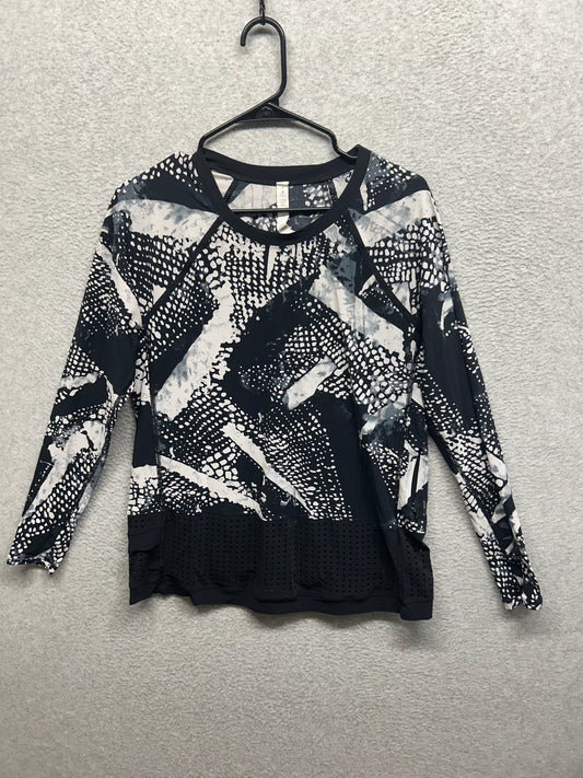 Lululemon Long Sleeve Mesh Bottom Size 8 Static Mist White Black