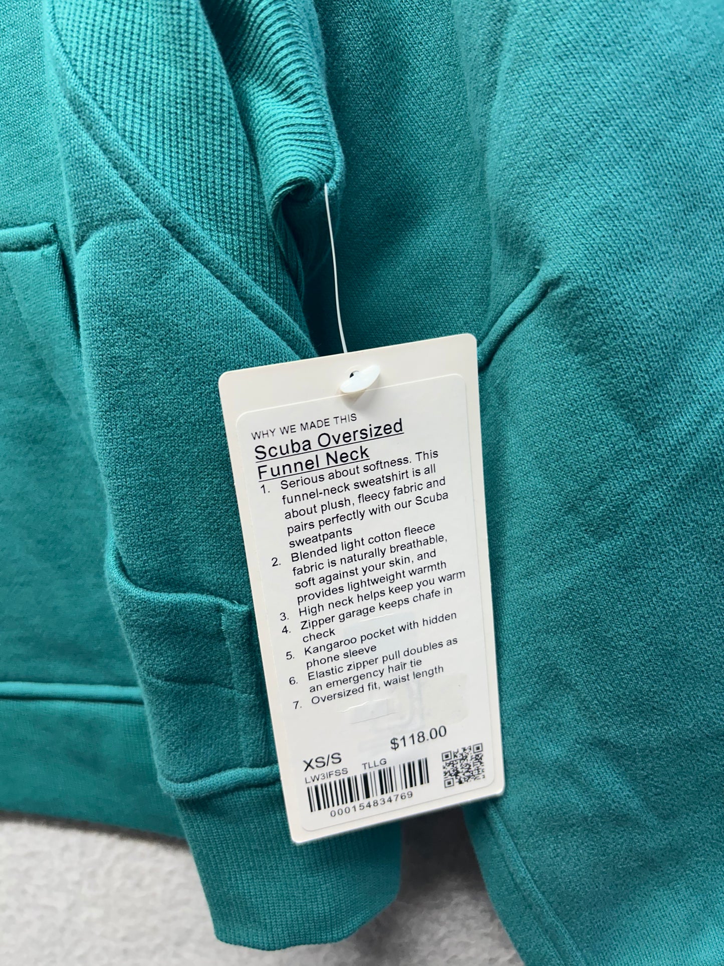 Lululemon Scuba Oversized Funnel-Neck Half Zip Size XS/S Teal Lagoon