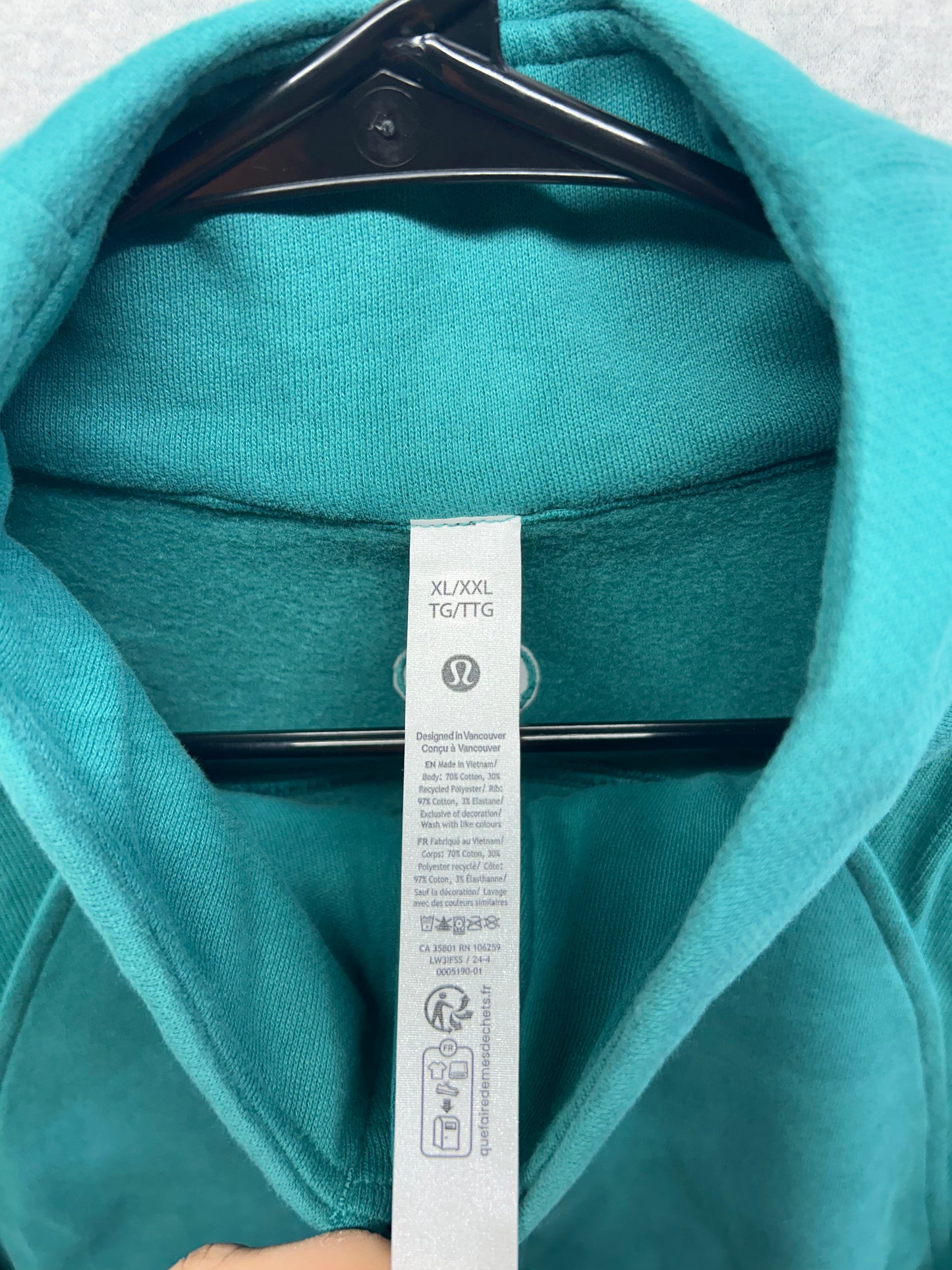 Lululemon Scuba Oversized Funnel-Neck Half Zip Size XL/XXL Teal Lagoon
