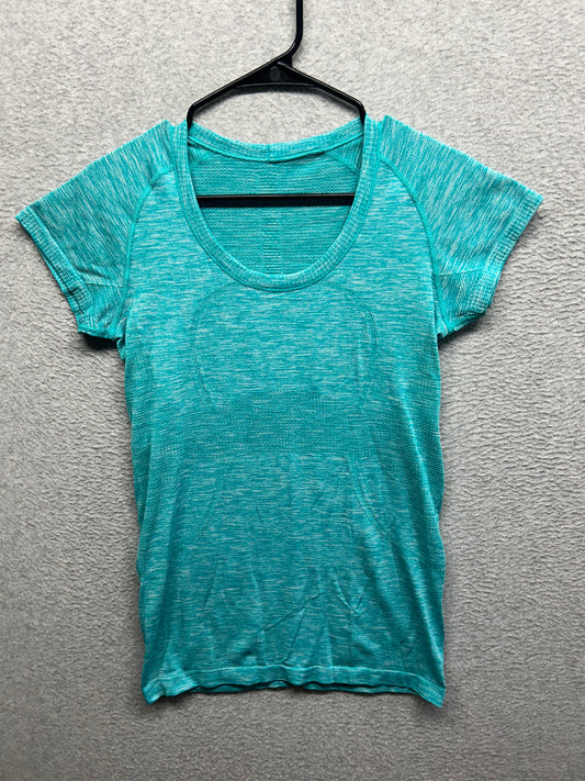Lululemon Swiftly Tech Short Sleeve Crew Size 8 Heathered Peacock Blue