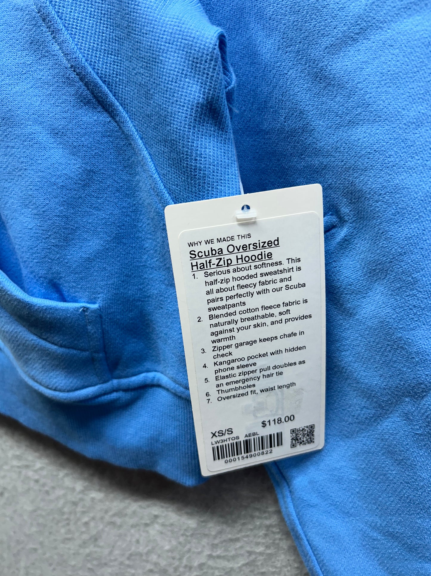 Lululemon Scuba Oversized Half-Zip Hoodie Size XS/S Aero Blue
