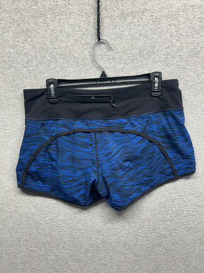 Lululemon Run Times Short 4" Size 8 Life Lines Cerulean Blue Black