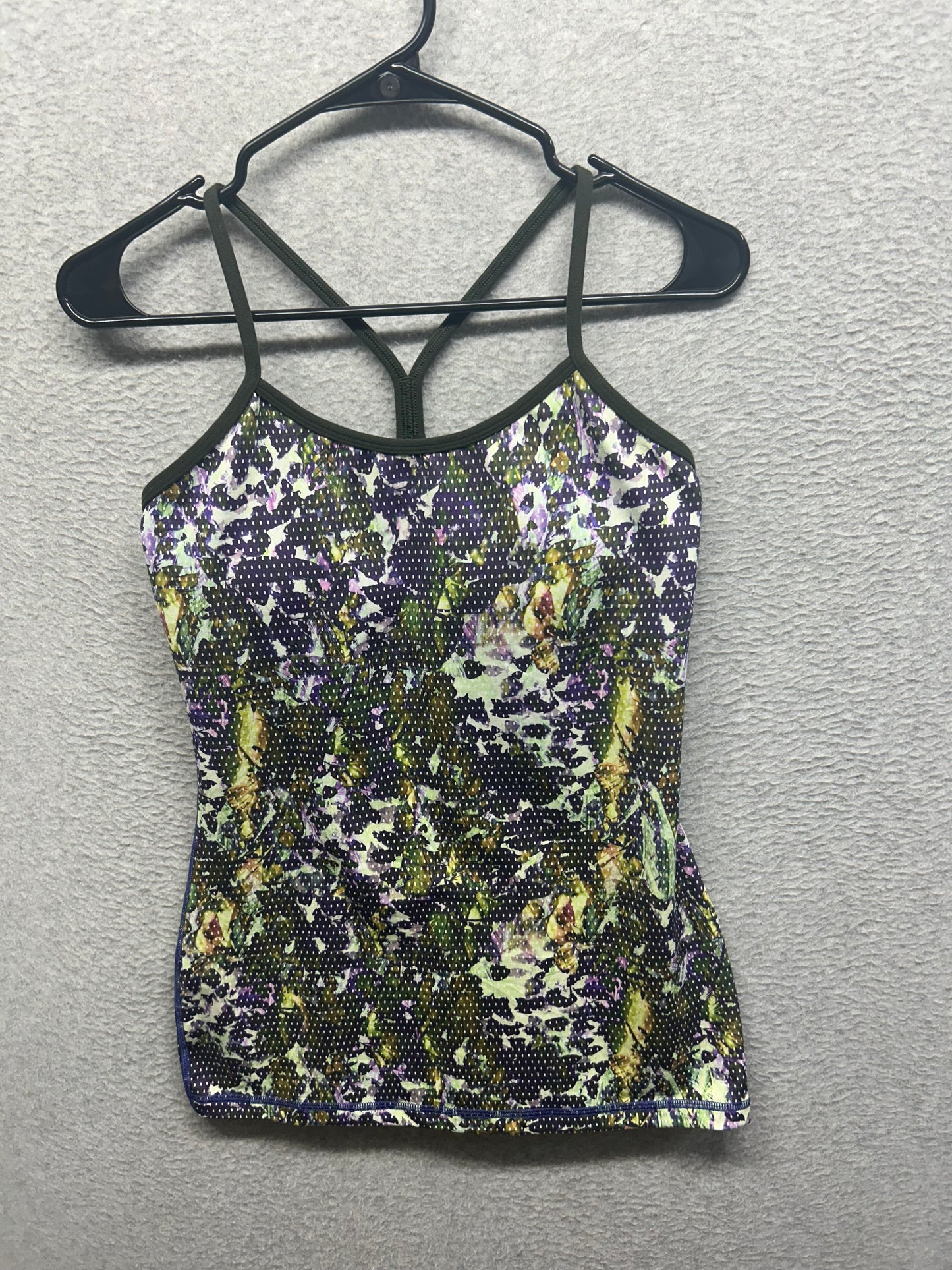 Lululemon Power Y Tank Size 6 Floral Sport White Multi