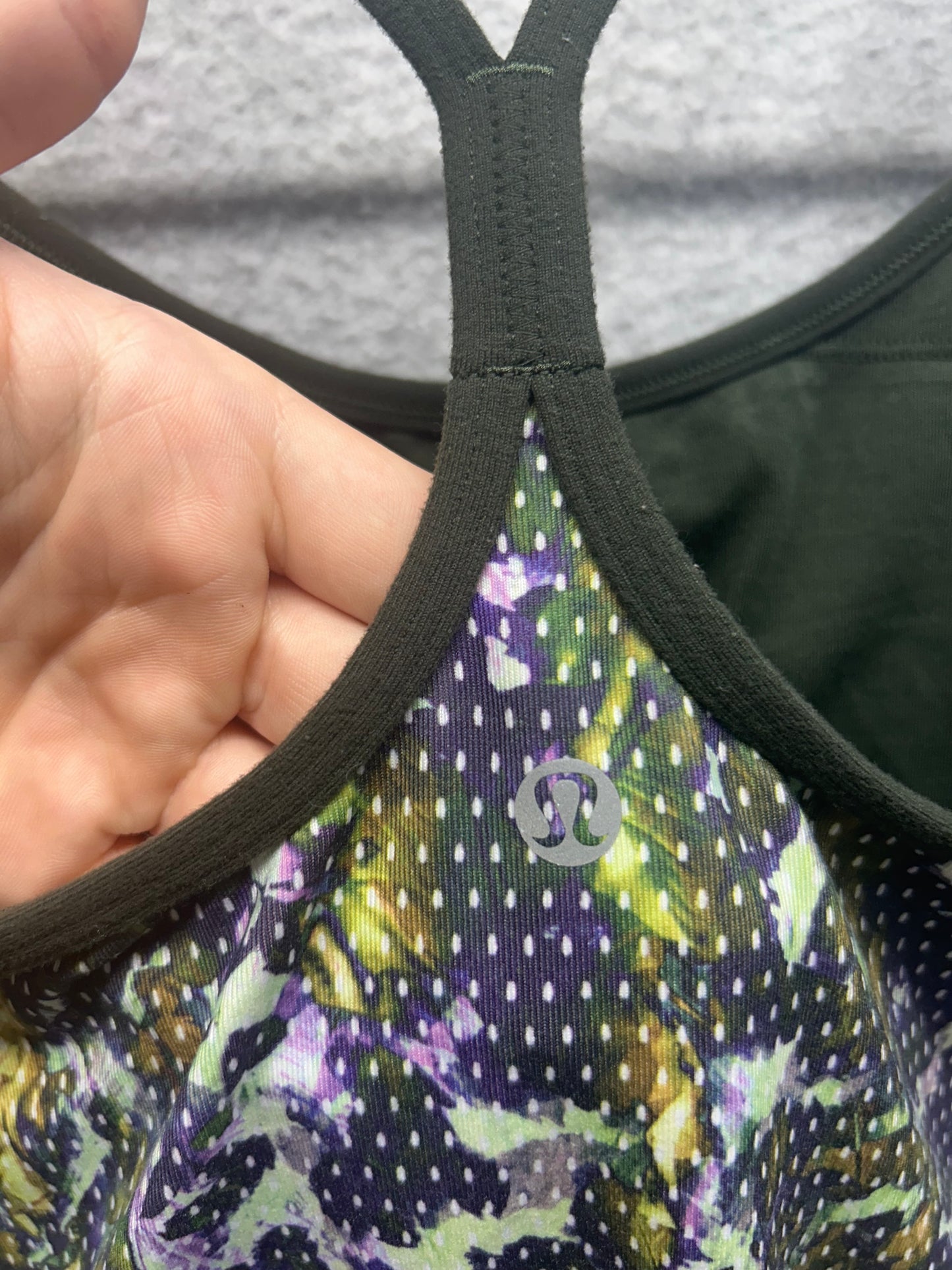 Lululemon Power Y Tank Size 6 Floral Sport White Multi