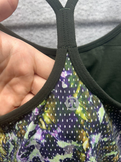Lululemon Power Y Tank Size 6 Floral Sport White Multi