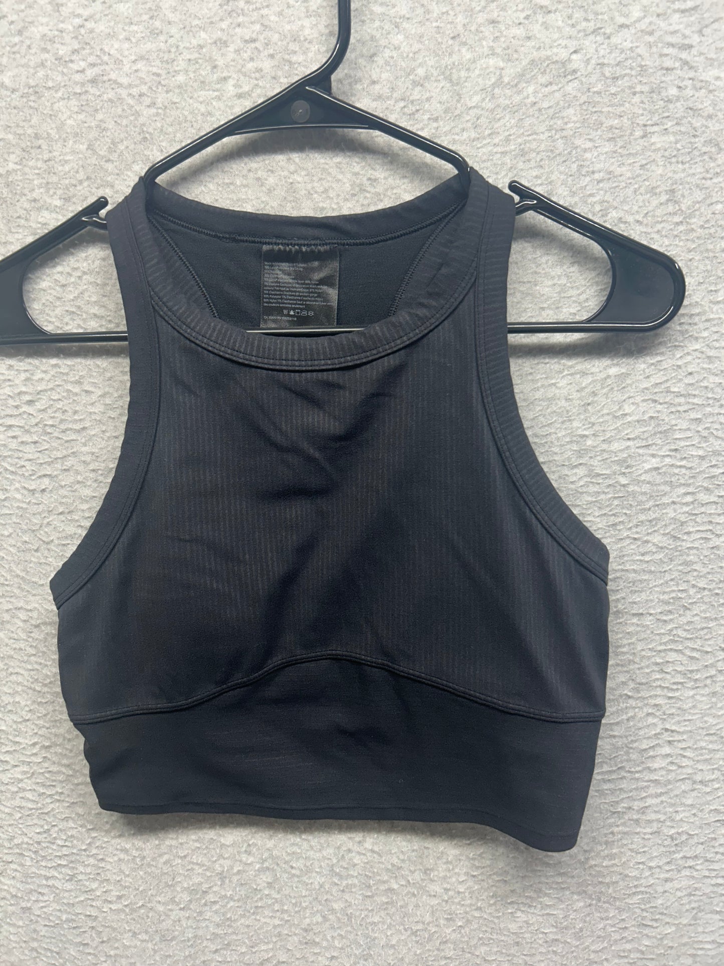 Lululemon Blissful Bend Tank Top Size 6 Distressed Stripe Emboss Black