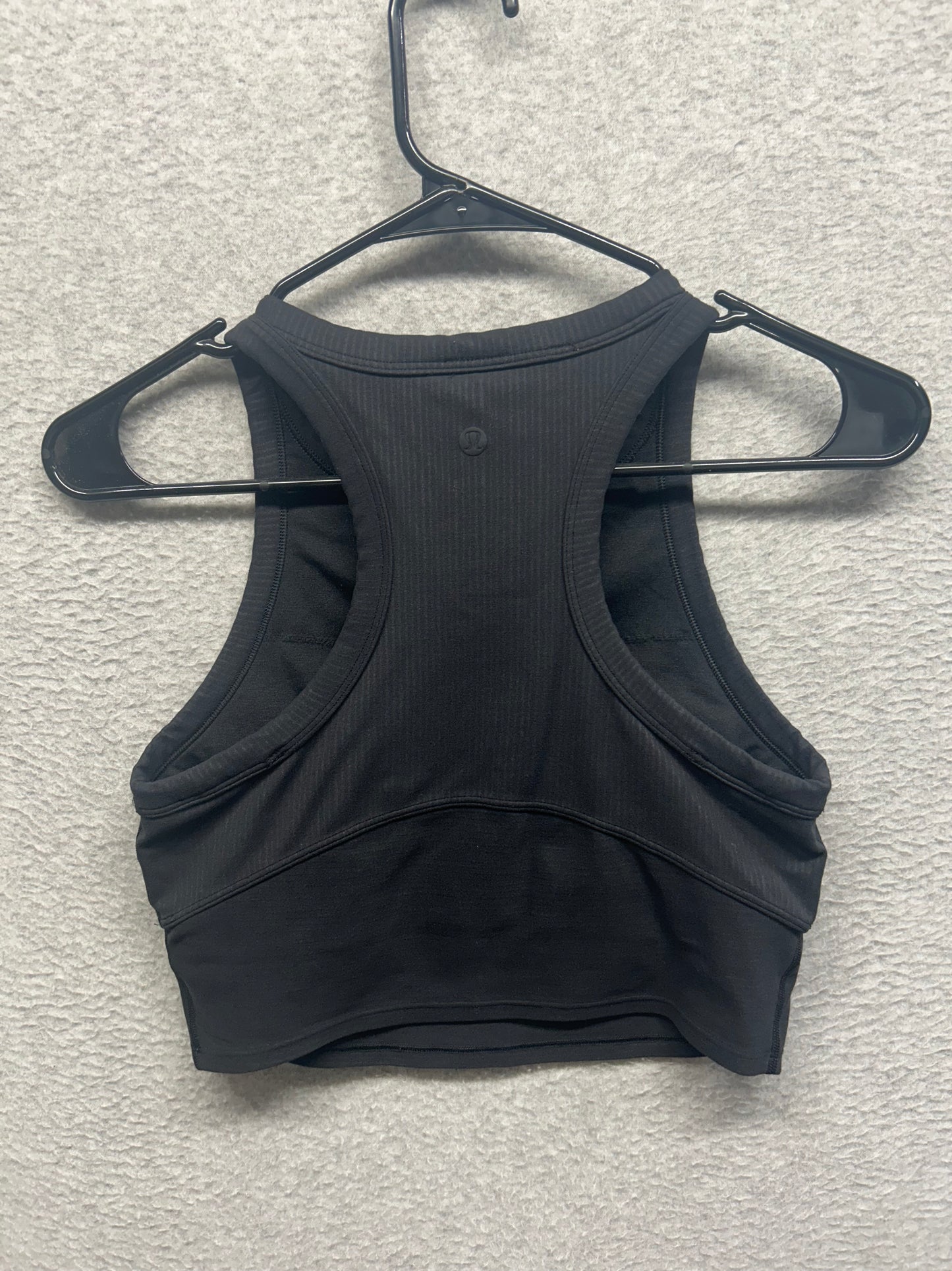 Lululemon Blissful Bend Tank Top Size 6 Distressed Stripe Emboss Black