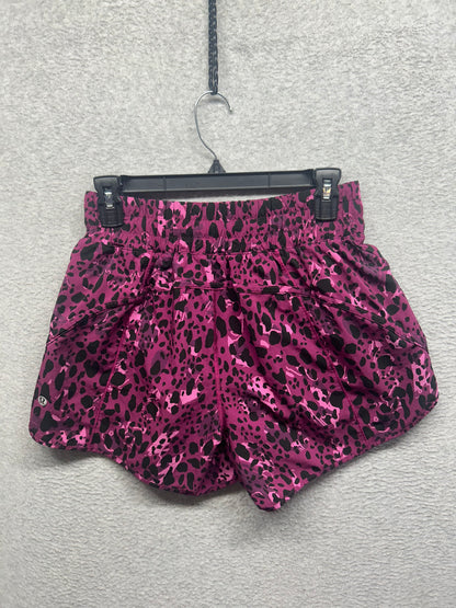 Lululemon Track That Mid-Rise Lined Short 5" Size 8 Cheetah Camo Magenta Purple Multi