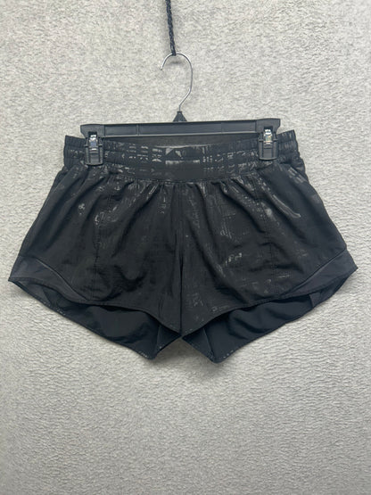 Lululemon Hotty Hot Short II Long 4" Size 10 Manifesto 20YR Manifesto Foil Black Black