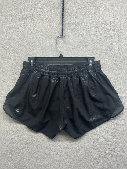 Lululemon Hotty Hot Short II Long 4" Size 10 Manifesto 20YR Manifesto Foil Black Black