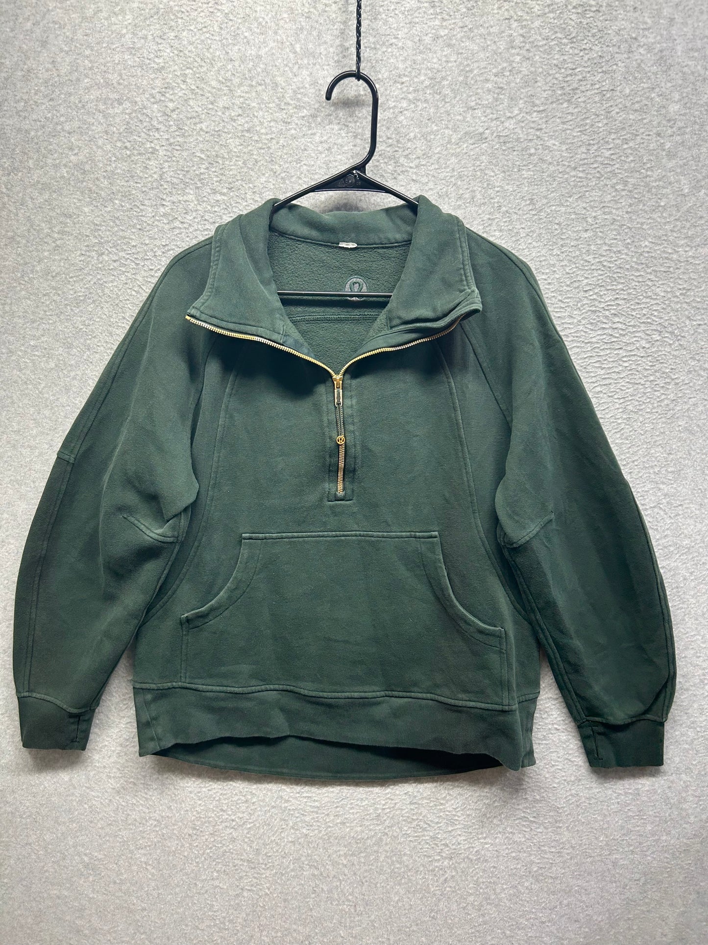 Lululemon Scuba Oversized Funnel-Neck Half Zip Long Size M/L (Square) Rainforest Green / Gold